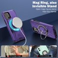 thumbnail image 2 of Magnetic for iPhone 12, iPhone 12 Pro Case with Stand [Compatible with MagSafe] + Screen Protector[2 Pack], Shockproof Cover Rugged Phone Case, Built in 360° Rotatable Ring Kickstand, Purple, 2 of 6