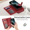 thumbnail image 6 of Feishell for Samsung Galaxy S22 Ultra 5G Crossbody Wallet Case,PU Leather Lager Capacity Detachable Cover Magnetic Buckle Card Slots Zipper Pocket Stand Phone Case with Adjustable Shoulder Strap,Red, 6 of 8