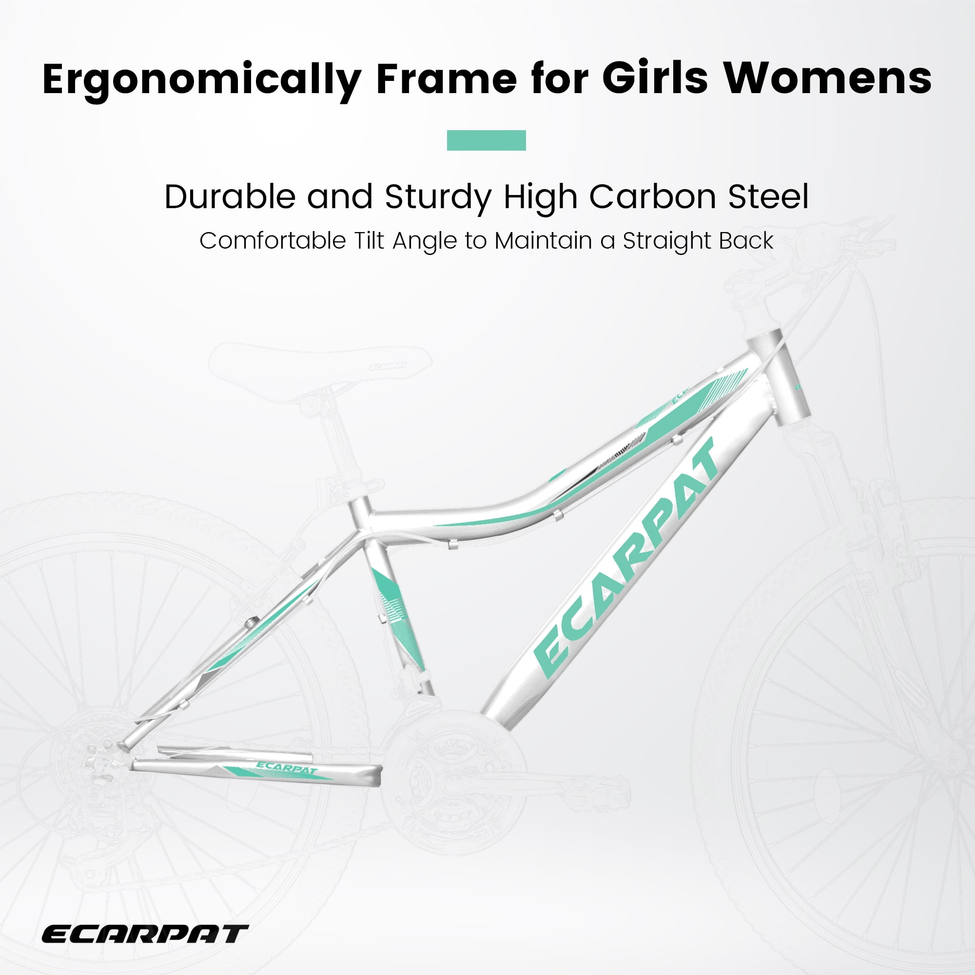 24“/26" Mountain Bike for Women - 21-Speed, Dual Disc Brakes, Front Suspension, All-Terrain Tires, 85% Pre-Assembled Carbon Steel Frame Bicycle