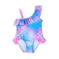 thumbnail image 2 of Kmbangi Girl?s Fish Scale Print Sleeveless Off-shoulder Ruffled Neck Swimwear, 2 of 9