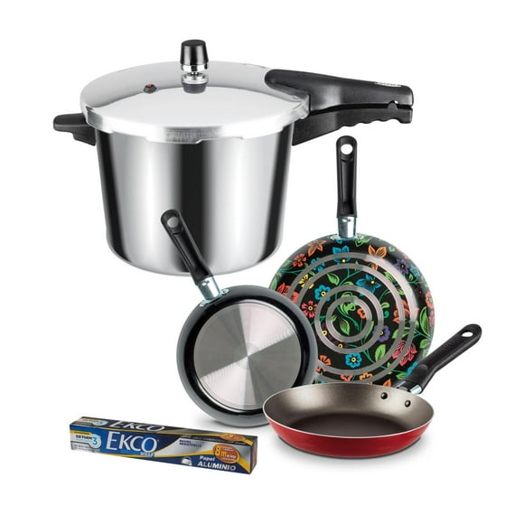 Combo de Juego de Olla Express Presto 8 lts con Juego de Sartenes Ekco