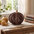 thumbnail image 4 of Hovilon Woven Pumpkin Tabletop Ornament, Hand-Woven Iron Paper Cord Open-Weave Freestanding Decor, Seasonal Accent for Mantel Bookshelf Coffee Table Entryway Halloween Fall Home Decor Gift, 4 of 6
