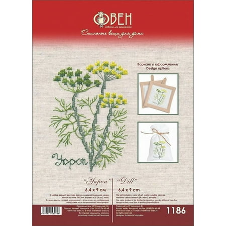 UPC: 4680021530708 | Counted Cross Stitch Kit Dill 1186 Needlework Easy Small Flowers Green Yellow By Oven Canvas Cotton