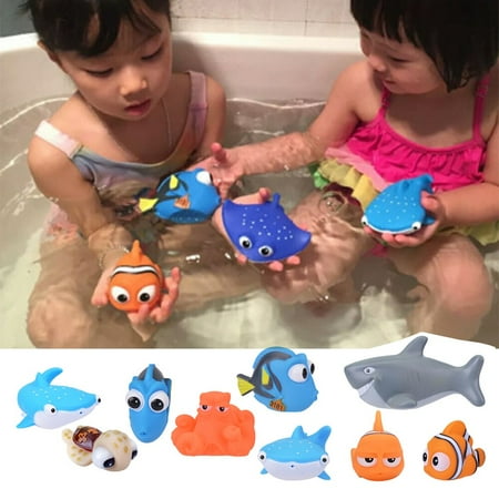 Children Bath Toys Finding Nemo Dory Float Spray Water Squeeze Toys Soft Rubber Bathroom Play Animals Kids Shower Clownfish Toy 4pcs-2