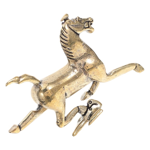 FOMIYES Golden Brass Galloping Horse Statue Sculpture for Traditional Home Decor and Office Decoration