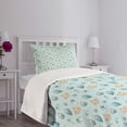 thumbnail image 3 of Ambesonne Cartoon Quilted Bedspread Set 2 Pcs, Composition of Elements, Twin Size, Pale Blue Turquoise and Tan, 3 of 5