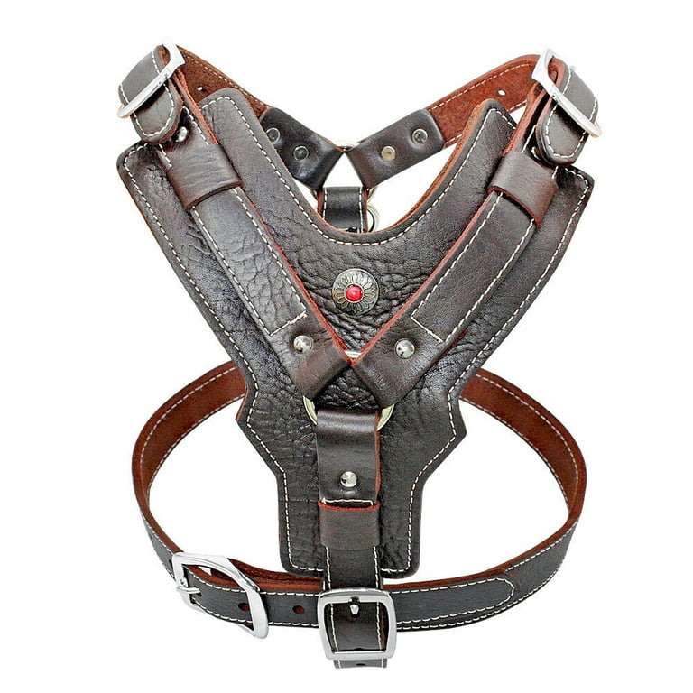 Pet Artist Genuine Leather Large Dog Harness Heavy Duty Vest Soft for Big Dogs Corso Catahoula European Doberman German Shepard Boxer Lab Doberman Rottweiler Pit Rottweiler Bull Mastiff Walmart