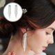 thumbnail image 4 of KAKOWELY 1 par de elegantes pendientes largos con borlas y diamantes de imitación para mujer, 4 of 4