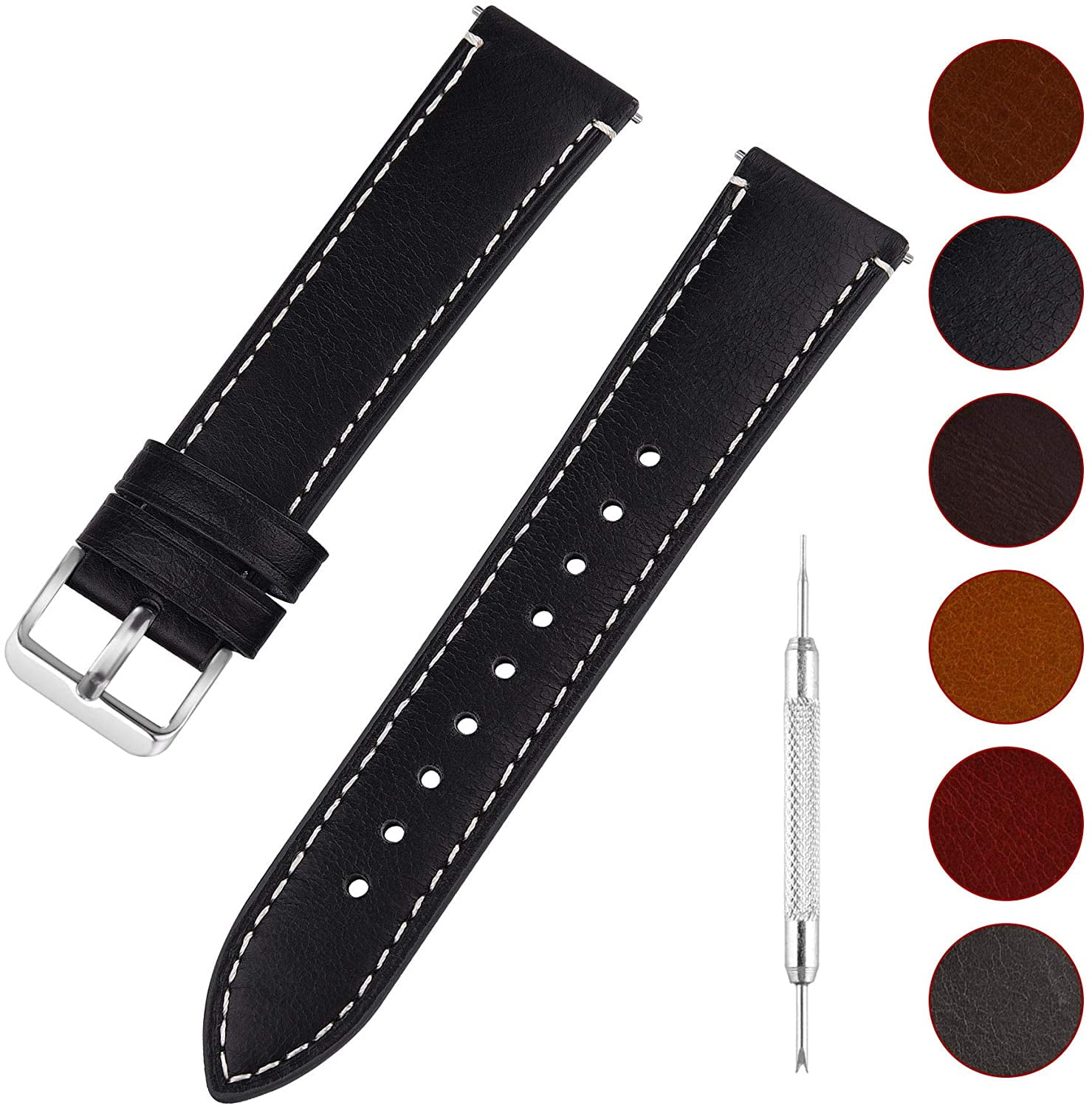 Accessorize GENUINE LEATHER LATEST FASHION SILVER WATCH STRAP 18MM 20MM NEW 
