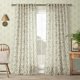 thumbnail image 1 of Cortinas de lino con estampado floral verde de 274 cm, dos paneles, para sala de estar, 1 of 9