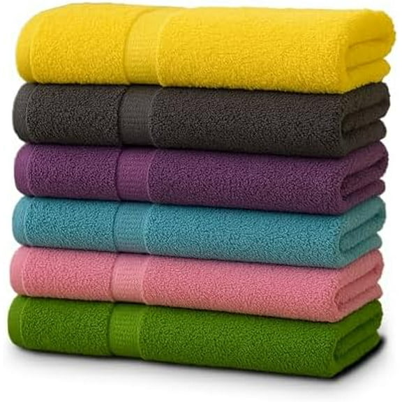 6-Pack Bath Towels - 30" x 60" - Ultra Soft 100% Cotton Large Bath Towels- Highly Absorbent for Bathroom, Pool, Gym, Spa, and Hotel Use (Colors Variety)