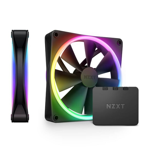 NZXT F140 RGB Twin Pack – 2 x 140mm RGB PWM PC Fans with RGB Controller – High Airflow, Low Noise –