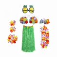 thumbnail image 1 of Conjunto De 2 Faldas Para Disfraz, Vestido De Fiesta De Luau, Vestido Nacional Para Cosplay, 80 Cm, Color Verde, 1 of 8