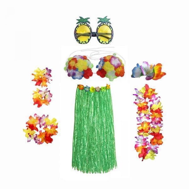 Conjunto De 2 Faldas Para Disfraz, Vestido De Fiesta De Luau, Vestido Nacional Para Cosplay, 80 Cm, Color Verde