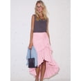 thumbnail image 4 of Women'S Boho Wrap Front Self Tie Knot Ruffle Hem Split Midi Skirt Pink XXL, 4 of 8