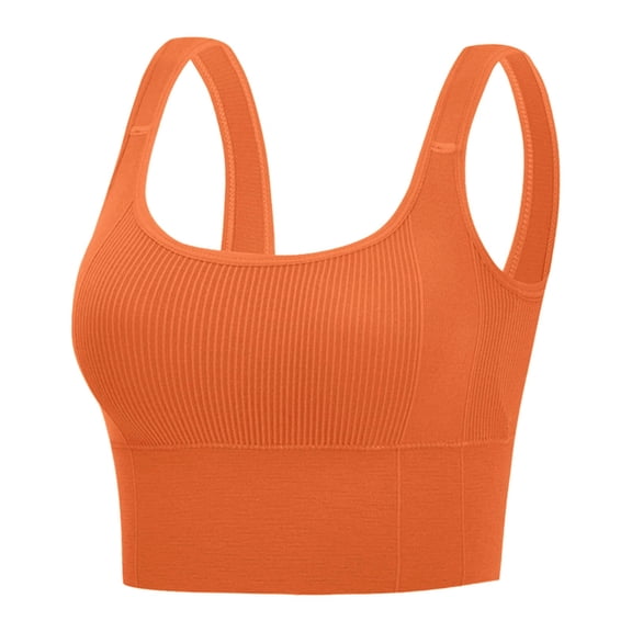Leey-World Sports Bras for Women Large Bust Sports Bras Pack for Women: Padded Support Adjustable Strap Racerback Bra for Workout Gym Yoga Large Bust Orange,A