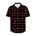 thumbnail image 2 of Men's Valentine's Day T-Shirt,Heart Printed Button Casual Short Sleeve Lapel Shirt Valentine's Day Gift for Him, 2 of 5