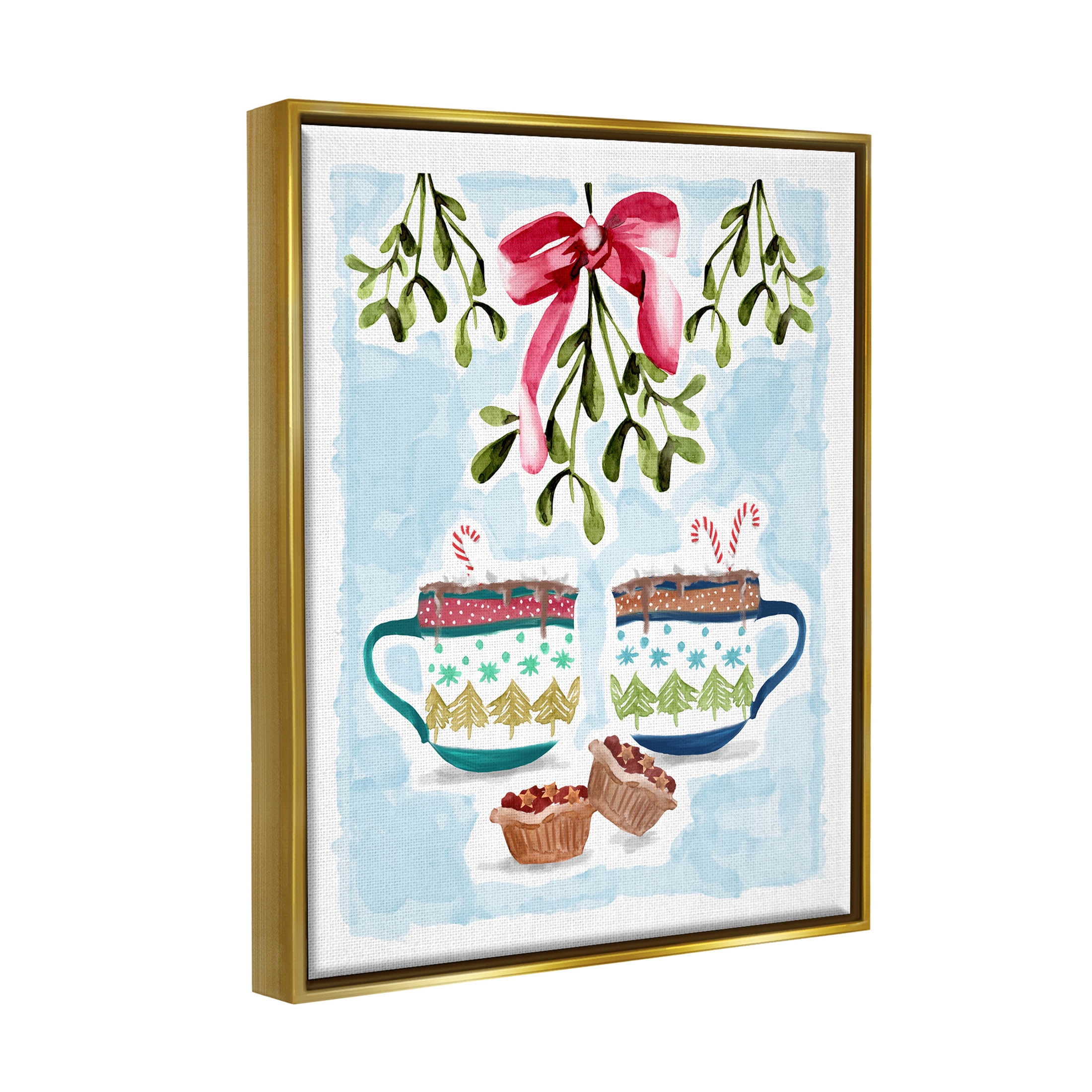 Cozy Winter Cocoa Dessert Holiday Graphic Art Metallic Gold Framed Art Print Wall Art