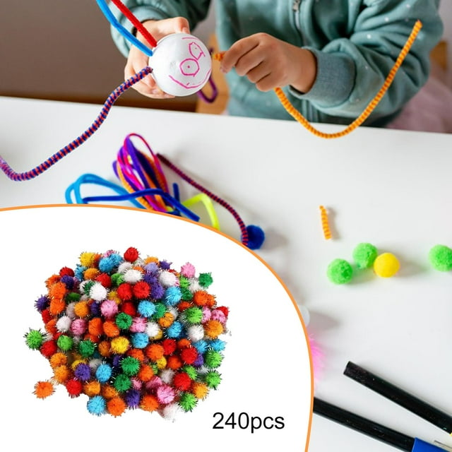 240 piezas de pompones de bolas suaves para manualidades creativas de bricolaje, manualidades para actividades escolares y decoración del hogar. Estilo B