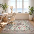 thumbnail image 3 of Design&I 4'x6' Washable Area Rug Oushak Boho Floral Vine With Allover Medallion And Bordered Scroll for Reading Nook, Bedroom, Pet Friendly & Non-Slip Built-In Grip, 3 of 7