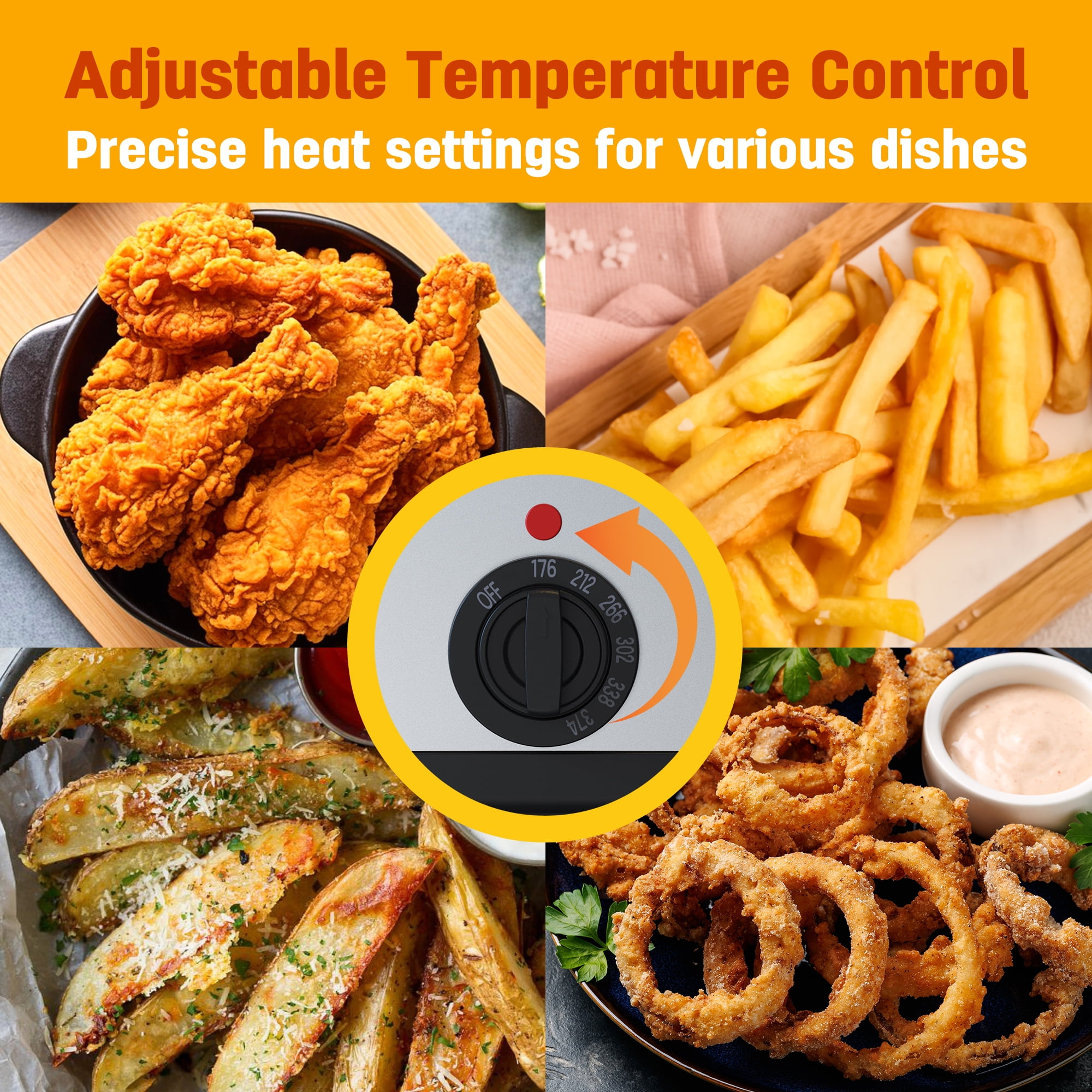VUSIGN Electric Deep Fryer with Basket, 2.5QT Electric Fryer with Adjustable Temp & Timer,1000W,Easy-View Window,Stainless Steel