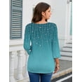 thumbnail image 2 of Zeagoo Women's Blouse 3/4 Length Sleeve V Neck Dressy Floral Tunic Top Soft Lightweight Summer Tees Business Casual Work Tops, 2 of 7