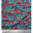 thumbnail image 1 of Soimoi Tissu Poly Georgette Feuilles & Primevère Imprimé Floral 1 Yard 52 Pouces de Large, 1 of 3