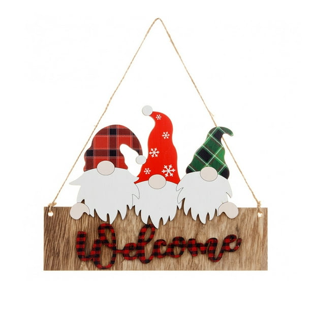 Rostro De Navidad Tablero De Bienvenida Feliz Navidad Placa De Pared De Madera Signos Gnomo Signo De Bienvenida Decoración De La Puerta Delantera matsuzay HA039320-00
