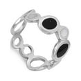 thumbnail image 4 of Simulated Black Onyx Circle Cutout Ring Sterling Silver Band CZ 925 Jewelry Female Size 7, 4 of 4