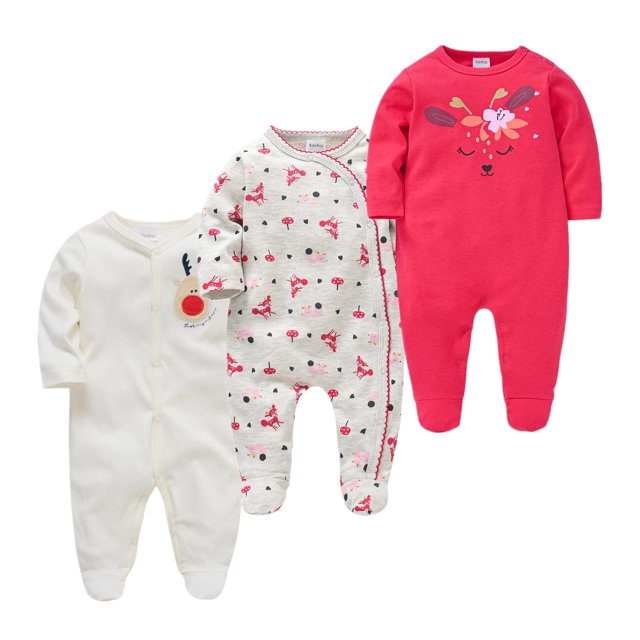 Ropa De dormir para bebé recién nacido, pijama De algodón con dibujos animados, De manga larga, para el hogar, 3 uds.