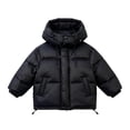 thumbnail image 6 of Girls Winter Puffer Jacket Detachable Hood Jacket Solid Color Short Zip Warm Coat Windproof Padded Outerwear for Girls with Pockets, 6 of 6