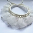 thumbnail image 6 of Layout Props Pet Bib Stylish Polyester Bow-knot Design Lace Faux Pearl Pet Necklace Festival Decor, 6 of 7