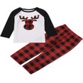 thumbnail image 2 of Matching Family Christmas Pajamas Set  Raglan Bear Printe Top Plaid Pants Set Sleepwear, 2 of 7