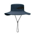 thumbnail image 2 of harmtty Waterproof Men Hat Big Hat Brim 360 Degree Shading Multifunctional Breathable UV-proof Bucket Camping Cap for Daily Life,Navy Blue, 2 of 8