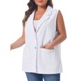 thumbnail image 2 of DARING DIVA Women's Plus Size Dressy Sleeveless Long Jean Jacket 3X White, 2 of 6
