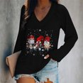 thumbnail image 2 of Camiseta de manga larga con estampado navideño informal con cuello en V para mujer a la moda Fridja  FKASFK3280, 2 of 4