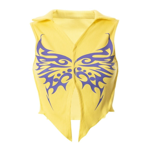 D&J Fashion Women's Sleeveless Butterfly Print Crop Tops