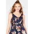 thumbnail image 2 of CRYSTAL DOLLS Womens Blue Floral Sleeveless Scoop Neck Mini Party Fit + Flare Dress 1, 2 of 3