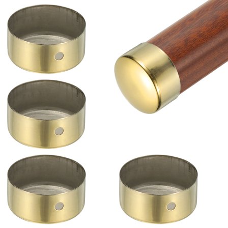 Uxcell 4 Pack Handrail End Caps, 45mm(1.77") Stainless Steel Round Handrail End Cover Hand Railing Fittings Protector for Wooden Staircase Handrails Guardrail Furniture, Gold