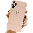 thumbnail image 2 of Compatible for Samsung Galaxy A32 5G Case(Not fit A32 4G), Plating Love Phone Case, Cute Small Gold Heart Pattern Soft Shockproof Protective Liquid Silicone TPU Case for Girls Women Men - Pink, 2 of 11