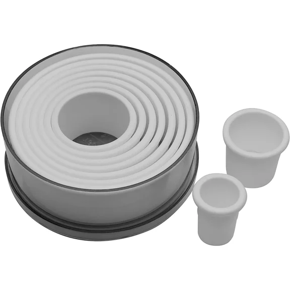Ateco 5757 Plain Edge Round Cutter Set in Graduated Sizes, Durable, Food-Safe Plastic, 9 Pc Set