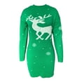 thumbnail image 3 of Seyurigaoka Women Christmas Knitted Dress, Round Collar Close-fitting One-piece, 3 of 5