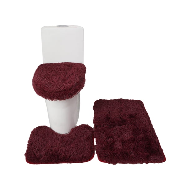 Juego De Alfombras De Baño De 3 Piezas, Decoración De Alfomb Tomshoo Vino rojo