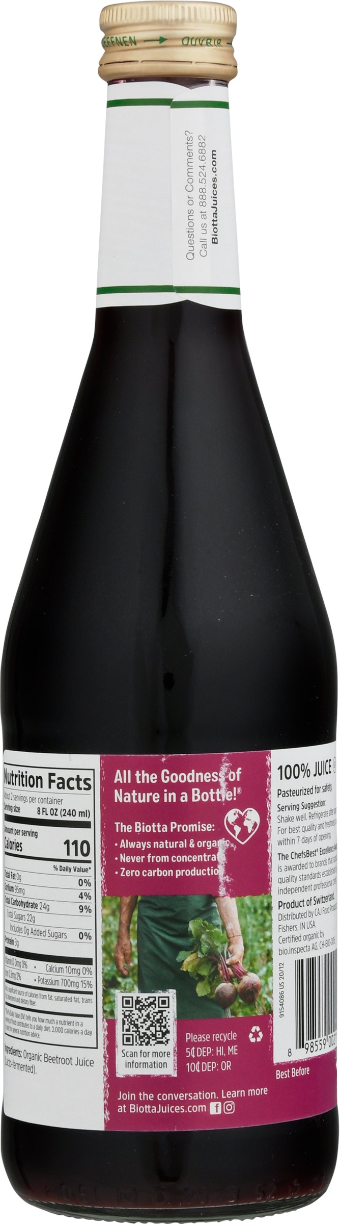 Biotta Organic Beet Juice 16.9 oz (Pack Of 6)