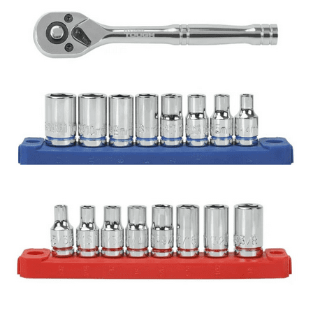 Hyper Tough 19 Piece 1/4 inch Drive Ratchet and Socket Set