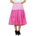 thumbnail image 3 of Bimba Flaired Cotton Boho Summer Skirt Elastic Waist Mid-Calf Ruffle Skirts, 3 of 7
