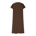 thumbnail image 6 of Womens Summer Dresses Sevevn Women's Solid Color Cotton Linen Short Sleeved V-Neck Dress Skirt, 6 of 6