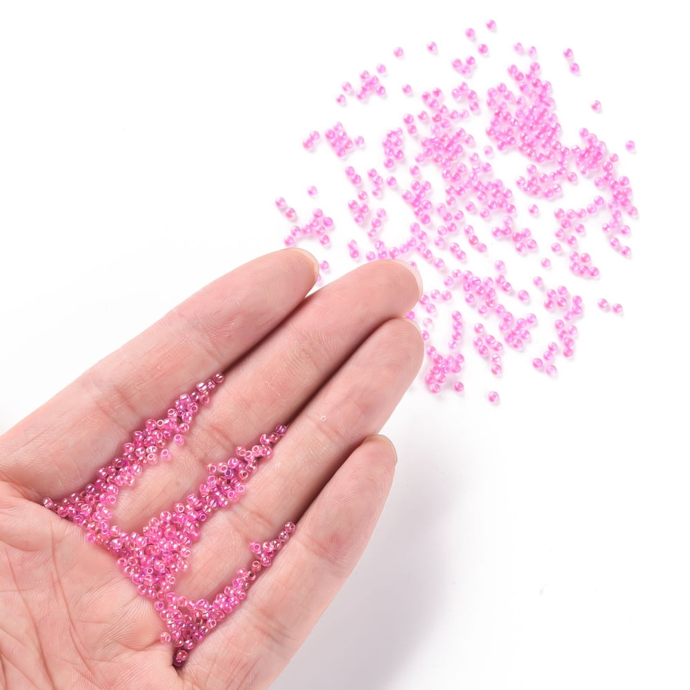 11/0 Grade A Round Glass Seed Beads Transparent Inside Colours AB Color Plated Hot Pink 2.3x1.5mm Hole: 1mm about 48500pcs/pound