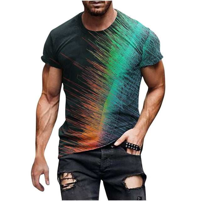 Chemises à Manches Courtes pour Hommes Nouvelle Mode T-Shirt pour Hommes Impression 3D Faisceau de Ciel Non Localisé T-Shirt à Manches Courtes à Col Rond Haut de Sport Décontracté Blouses Chemises pour Hommes Manches Courtes