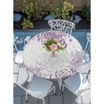 thumbnail image 6 of Purple Grey Chrysanthemum Round Fitted Tablecloth with Elastic Edge, Waterproof Table Cloth Table Cover for 45"-54" Tables, Farmhouse Botanical Floral Modern Tablecloths for Dining Picnic Outdoor, 6 of 9